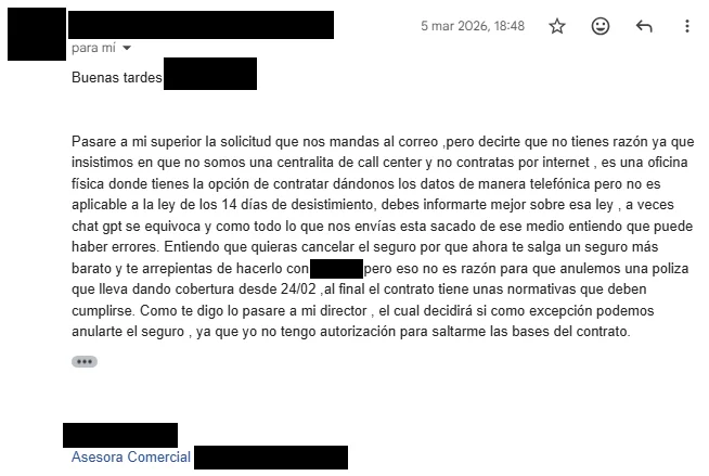 Respuesta del mediador sobre la contratación presencial (parte 2)